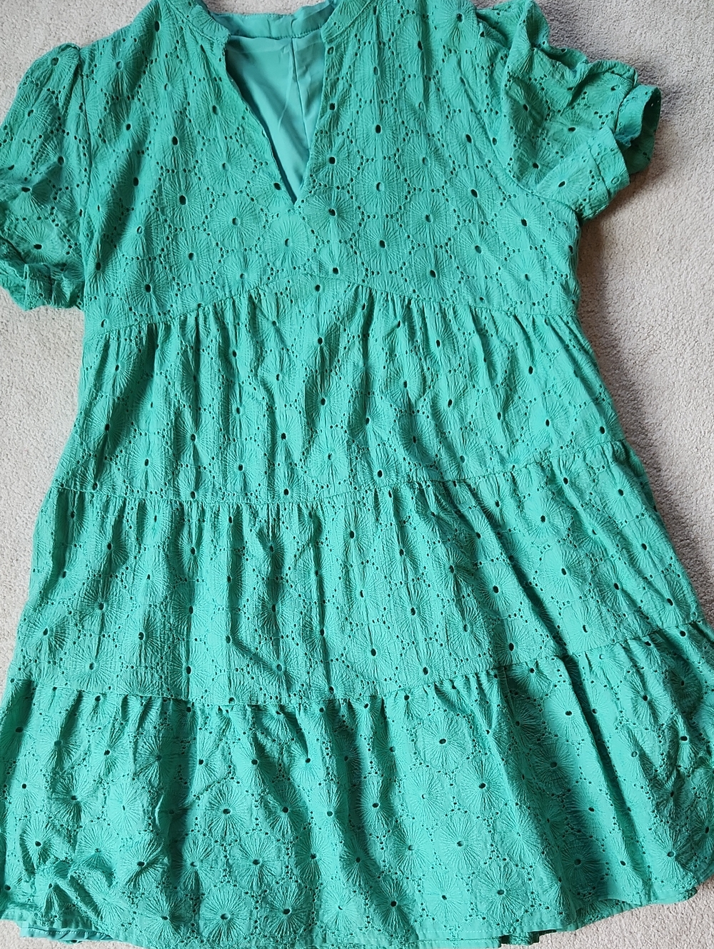 Womens Summer Lace Dresses Eyelet Casual Flowy Babydoll Dress - Large